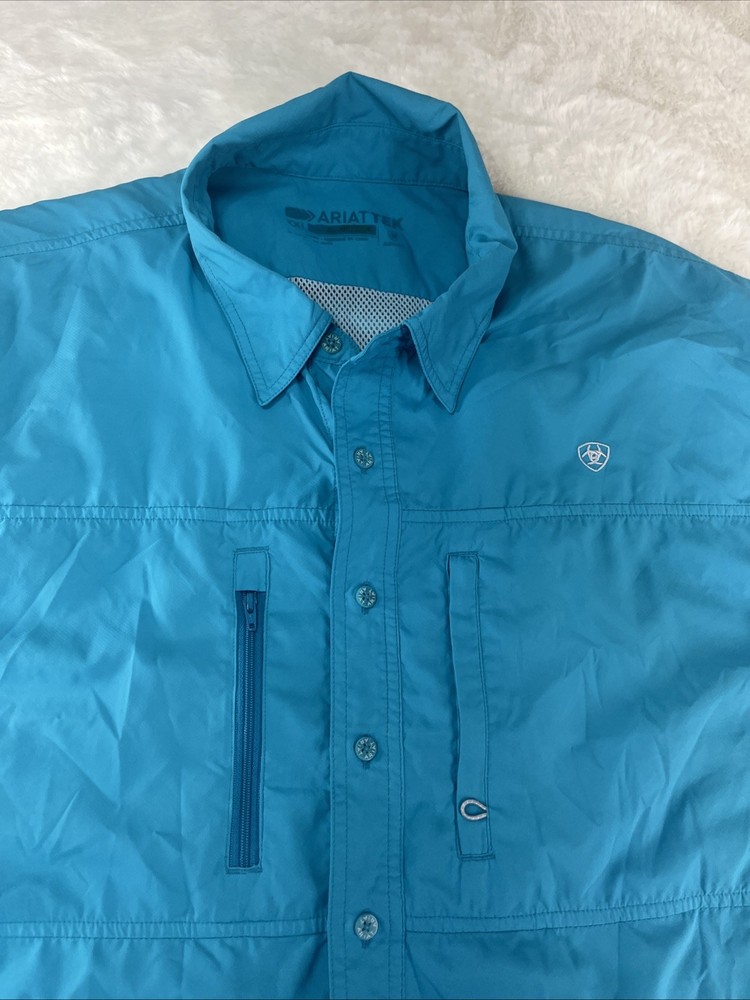 Ariat Ariattek VentTEK Outbound Classic Fit Shirt Turquoise Blue Size XXL