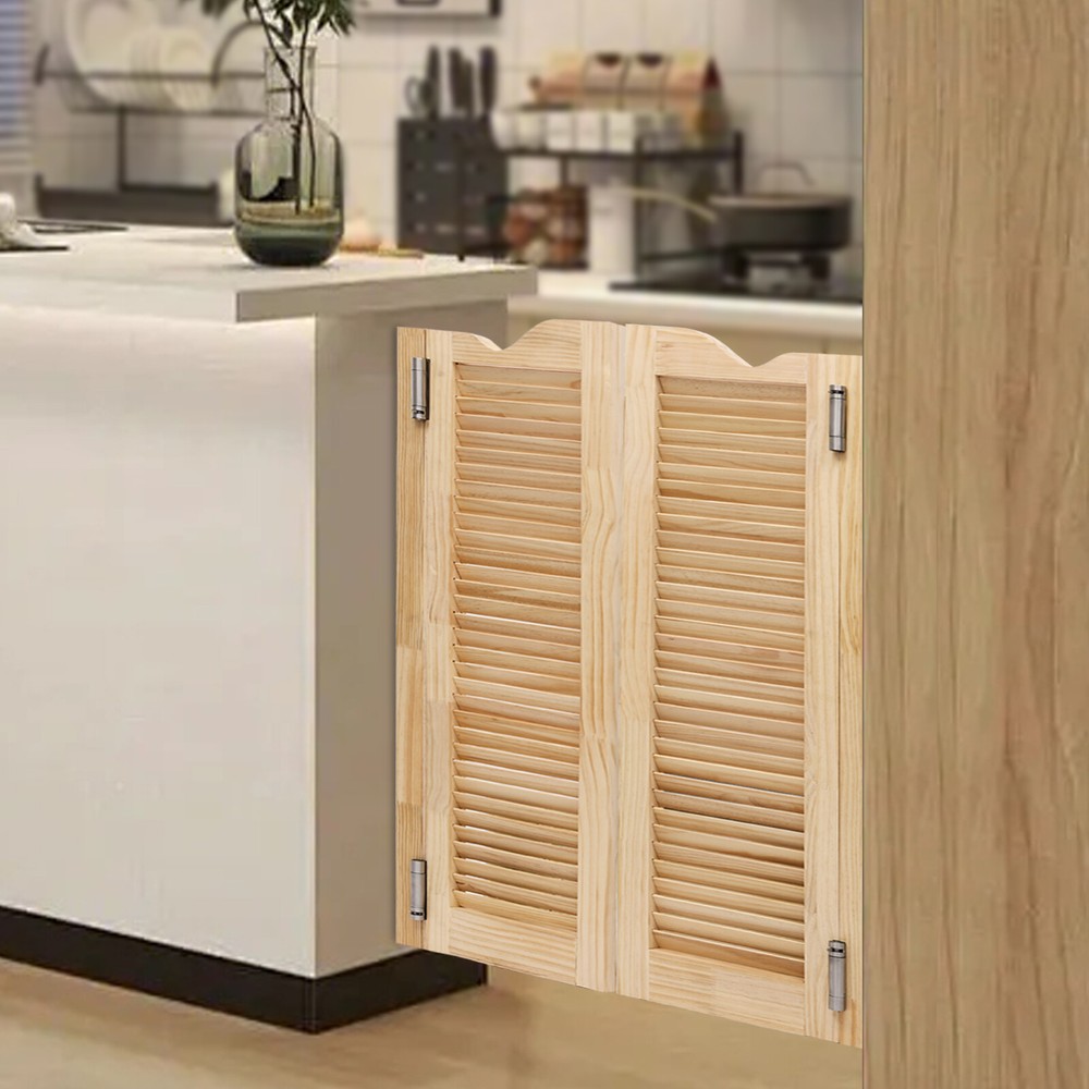 Wood Color  Double Half Door Double-hinged Café Door With Hinges