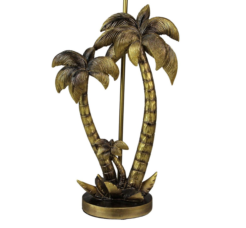Scratch & Dent Antique Gold Finish Double Palm Tree Resin End Table Lamp Base