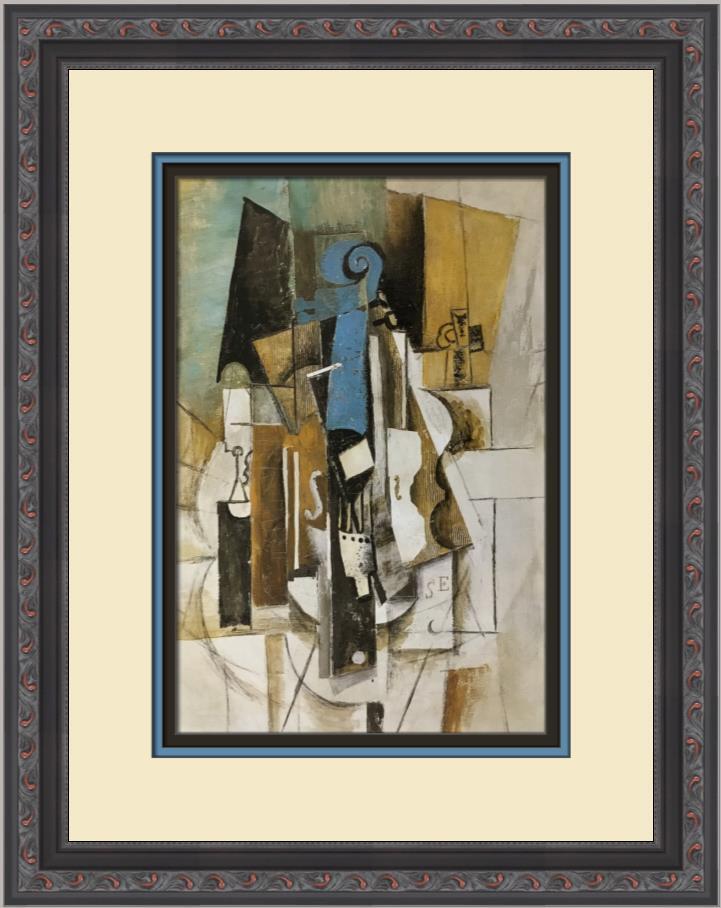 Pablo Picasso Violin at a Cafe Custom Framed Print