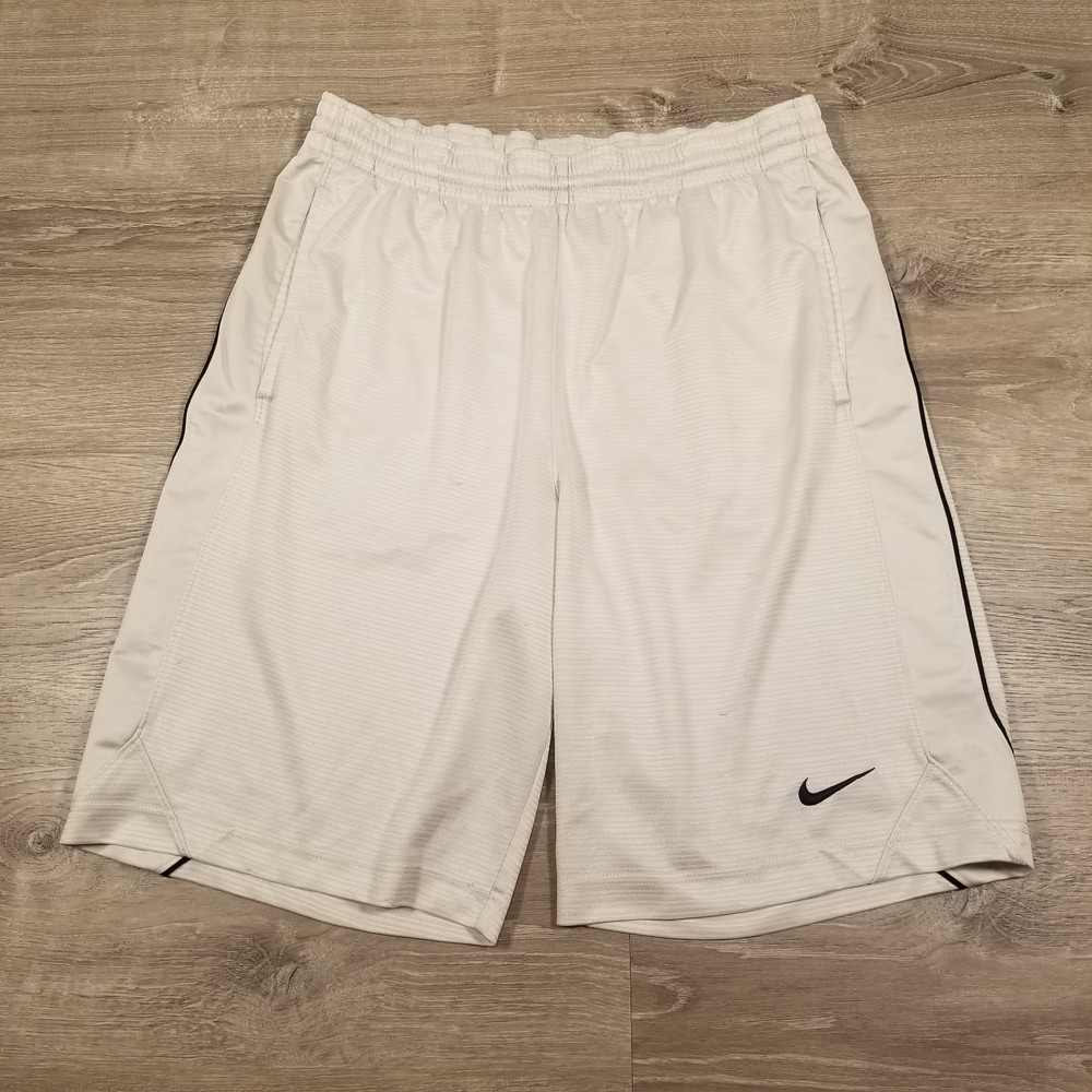VINTAGE Nike Basketball Shorts Mens M White With Black Swoosh Athletic Y2K