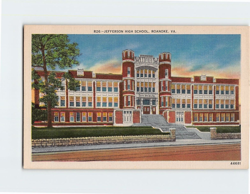 Postcard Jefferson High School Roanoke Virginia USA