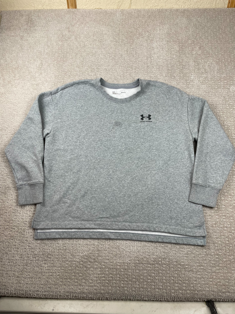 Under Armour Sweatshirt Womens L Gray Rival Fleece Crew Neck Loose Fit Pullover