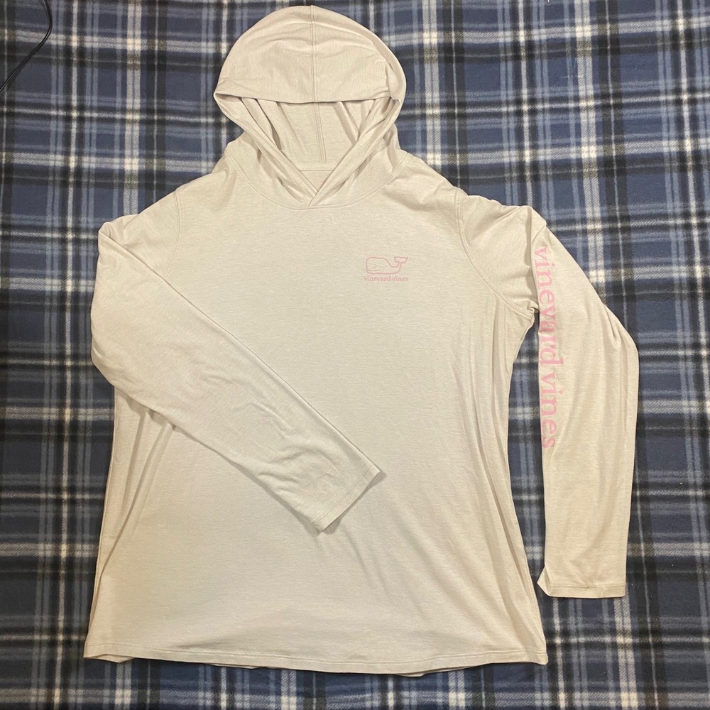 Vineyard Vines Womens XL Lt Gray Long Sleeve Whale Logo Hoodie TShirt 2V001748