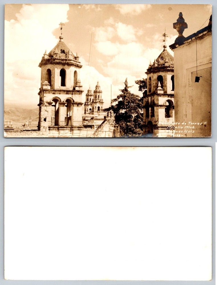 1923 Morelia Mexico Cathedral Towers RPPC Michoacán Vintage Real Photo