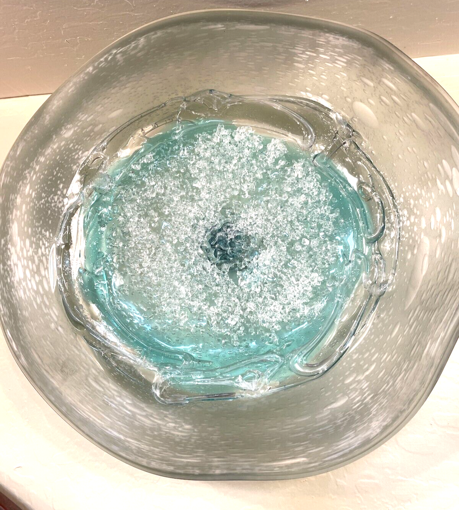 Blue Hand-Blown Glass Abstract Wall Art Decoration-image