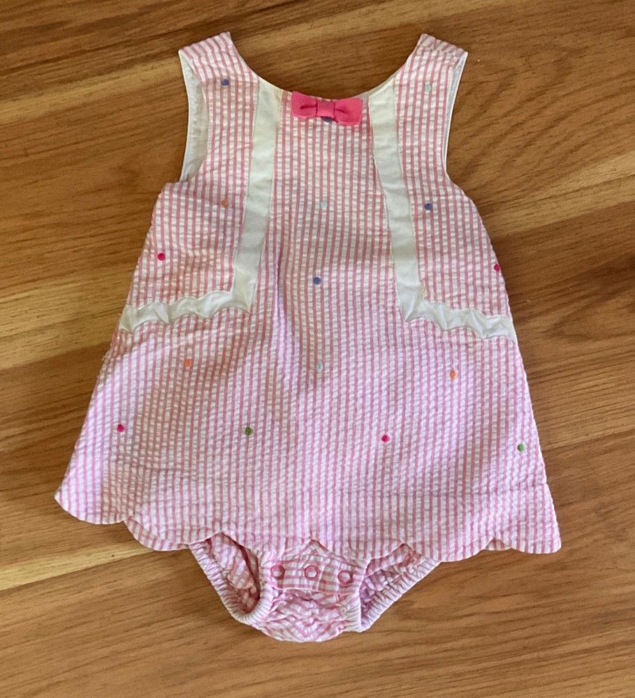 Gymboree Baby Girl Bubbly Whale Summer Romper Size 6/12 Months