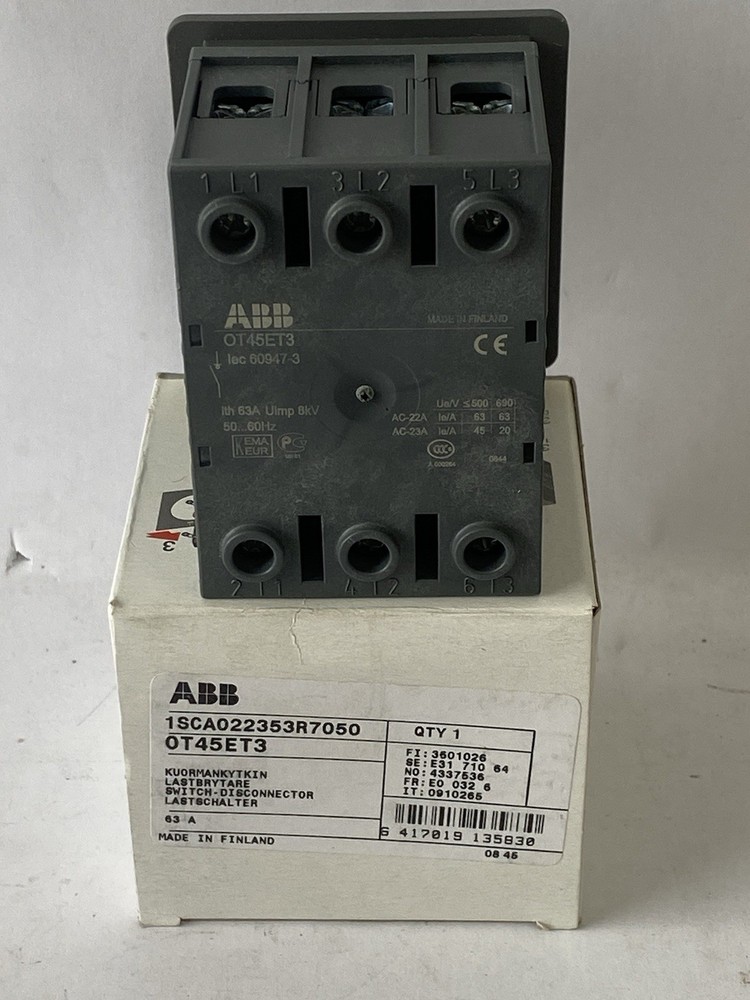 ABB, 1SCA022353R7050, OT45ET3, Disconnect Switch Electric Enclosure On/Off