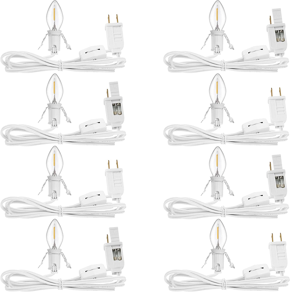 8-Pack Replacement C7 LED Bulbs for Blow Mold Village Lights - 6FT Blow Mold Kit Energy-Efficient Christmas Decor