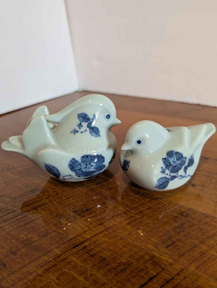Fitz And Floyd Vintage Pair Of Birds Blue Floral