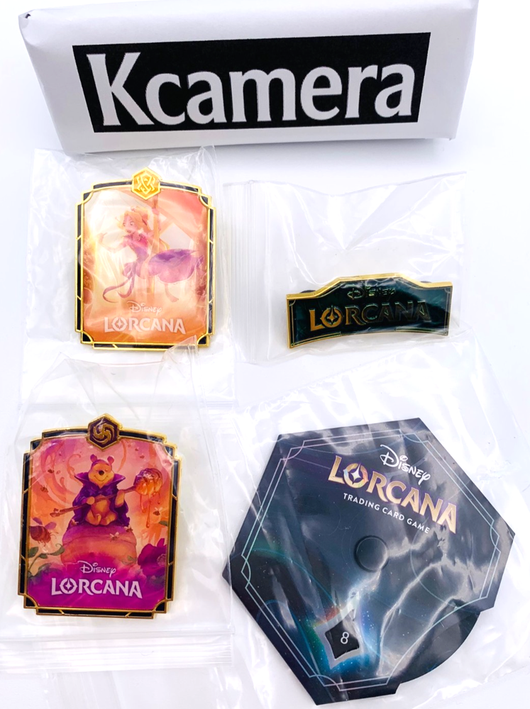 Set of 3 pins Disney Lorcana Promo Pin Pooh Rapunzel green logo lore counter