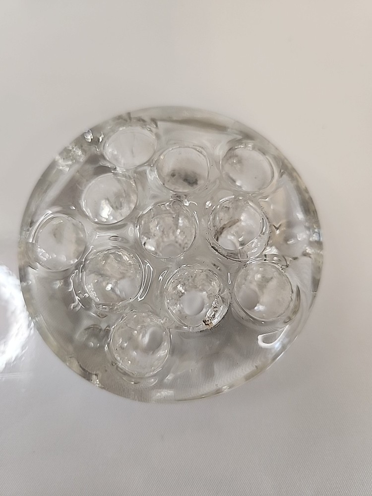 Vintage Clear Glass Flower Frog 11 Hole 3”