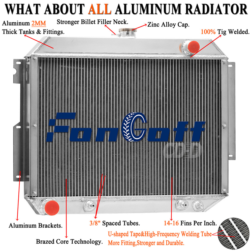 Aluminum 3-Rows Radiator For 1966-1970 Dodge Polara Monaco Plymouth Fury 7.2L AT