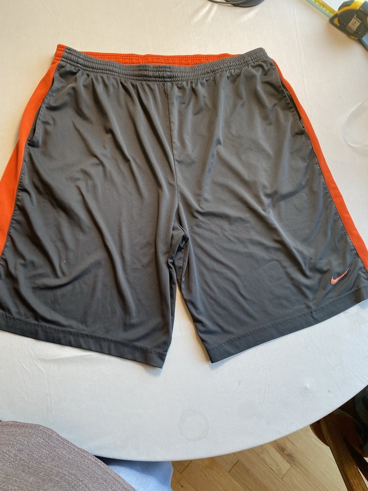Nike Dri-FIT Men's Large Basketball Shorts Gray Orange Performance Athletic Gym