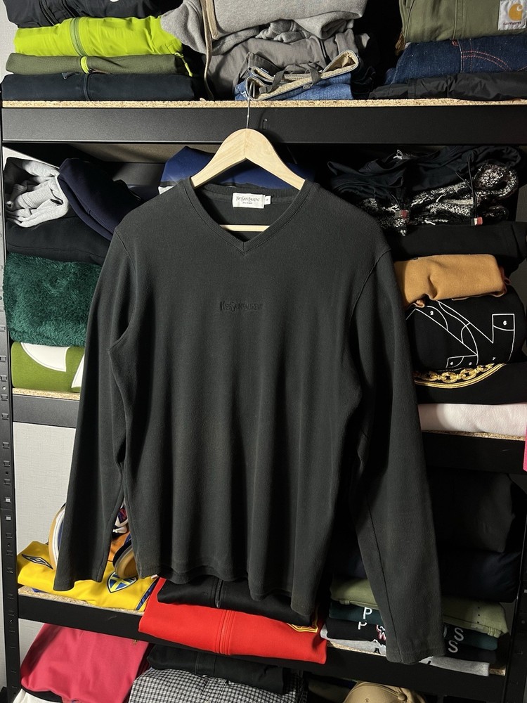 🖤 Vintage Yves Saint Laurent Pour Homme V-Neck Sweater Size M Rare