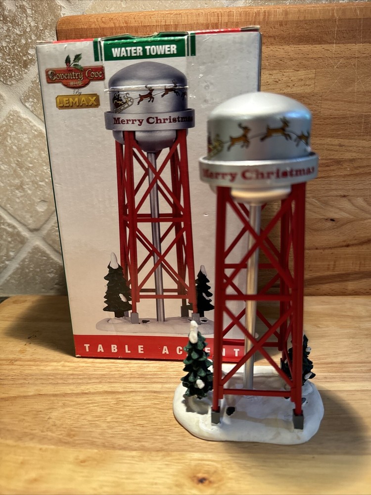 Lemax 7-Inch Santa and Reindeer Water Tower Christmas Village Table Accent 73326  -image
