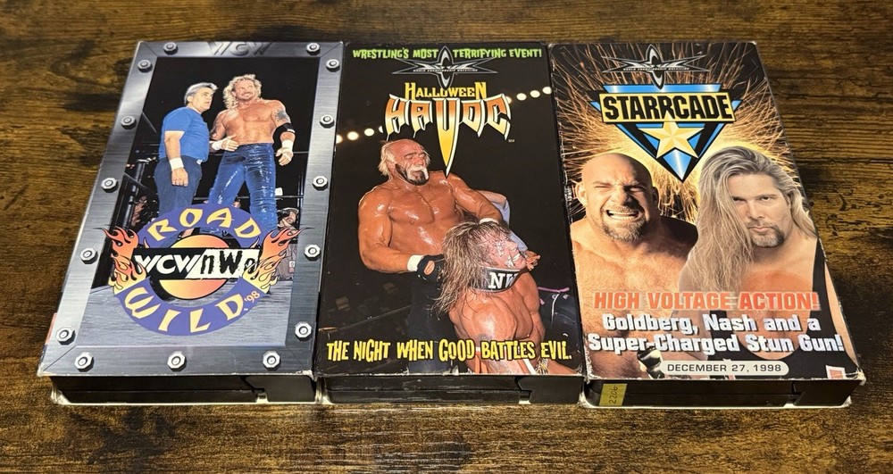 WCW Halloween Havoc 1998 WCW Road Wild 1998 WCW Starrcade 98 Lot of 3 VHS Tapes