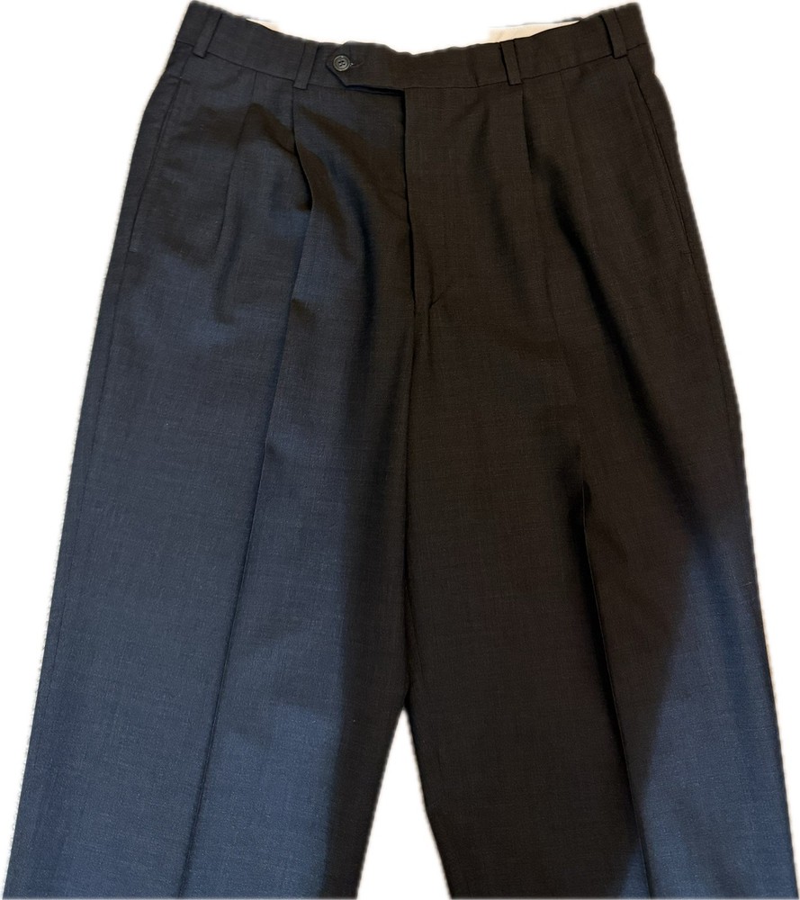 Vtg Brooks Brothers Wool Pleated Pant Men 34W Dark Gray