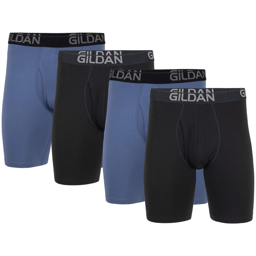Men's Underwear Cotton Stretch Boxer Briefs, Multipack, Black Soot/Slate Blue...