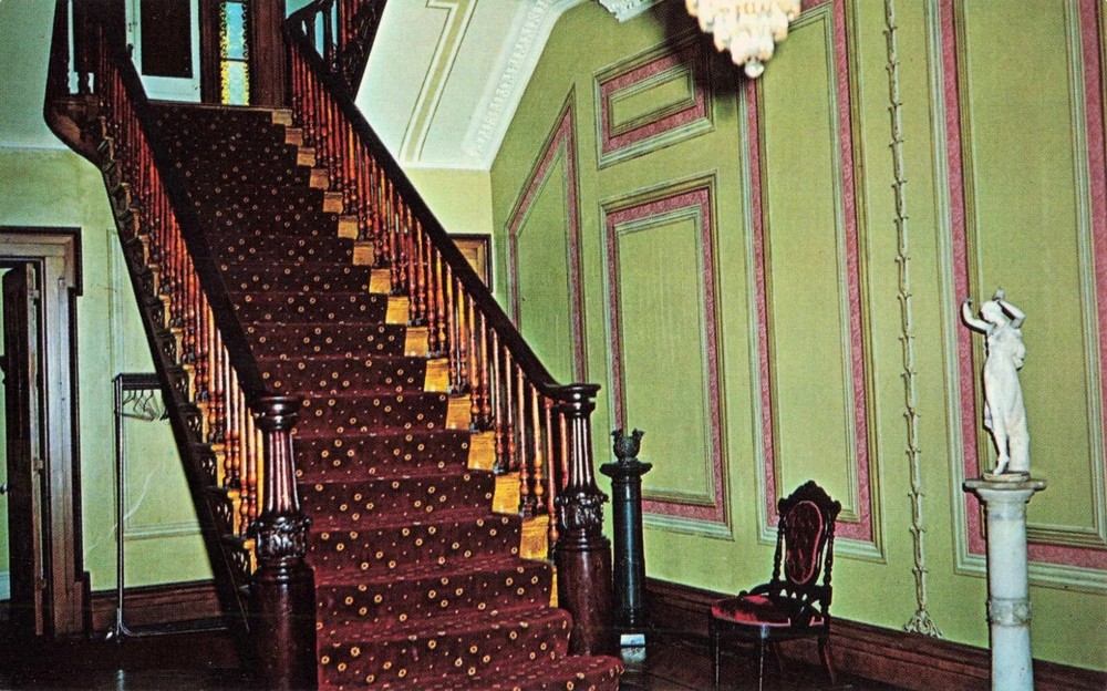 Hillforest Mansion Main Hall - Aurora Indiana IN - Postcard