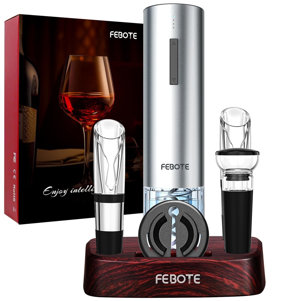 Rechargeable Electric Wine Opener Set – Automatic Corkscrew Bottle Opener with Sleek Design, Effortless Uncorking, and Long-Lasting Battery for Wine Enthusiasts.