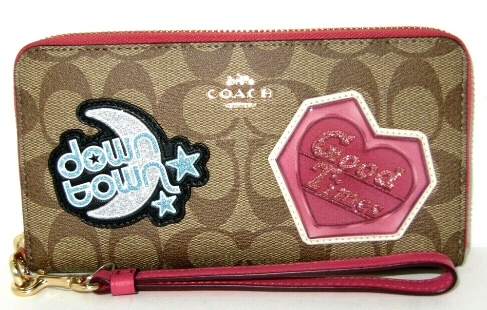 Coach Disco Patch Canvas Zip Wristlet Wallet C6995