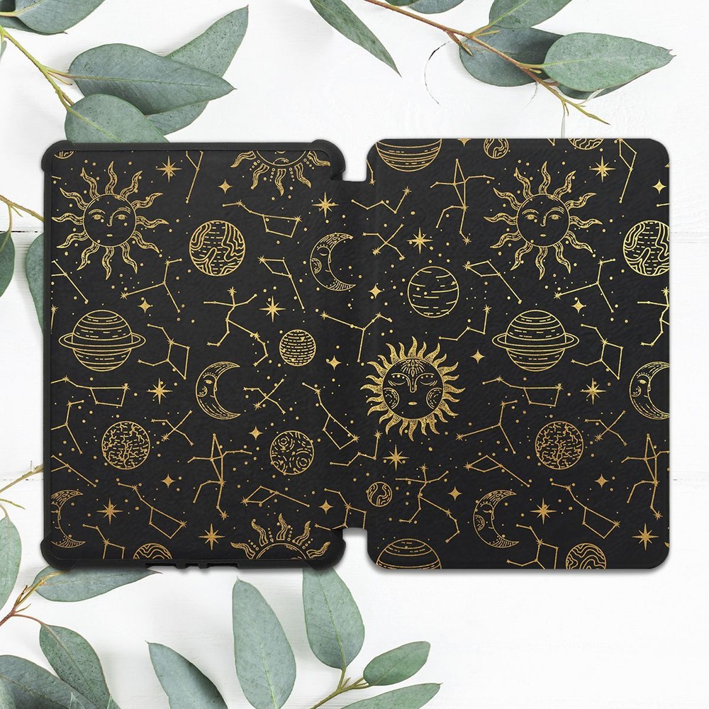 Kindle 10th Gen & Paperwhite Case with Universe Sun Moon Stars Design  