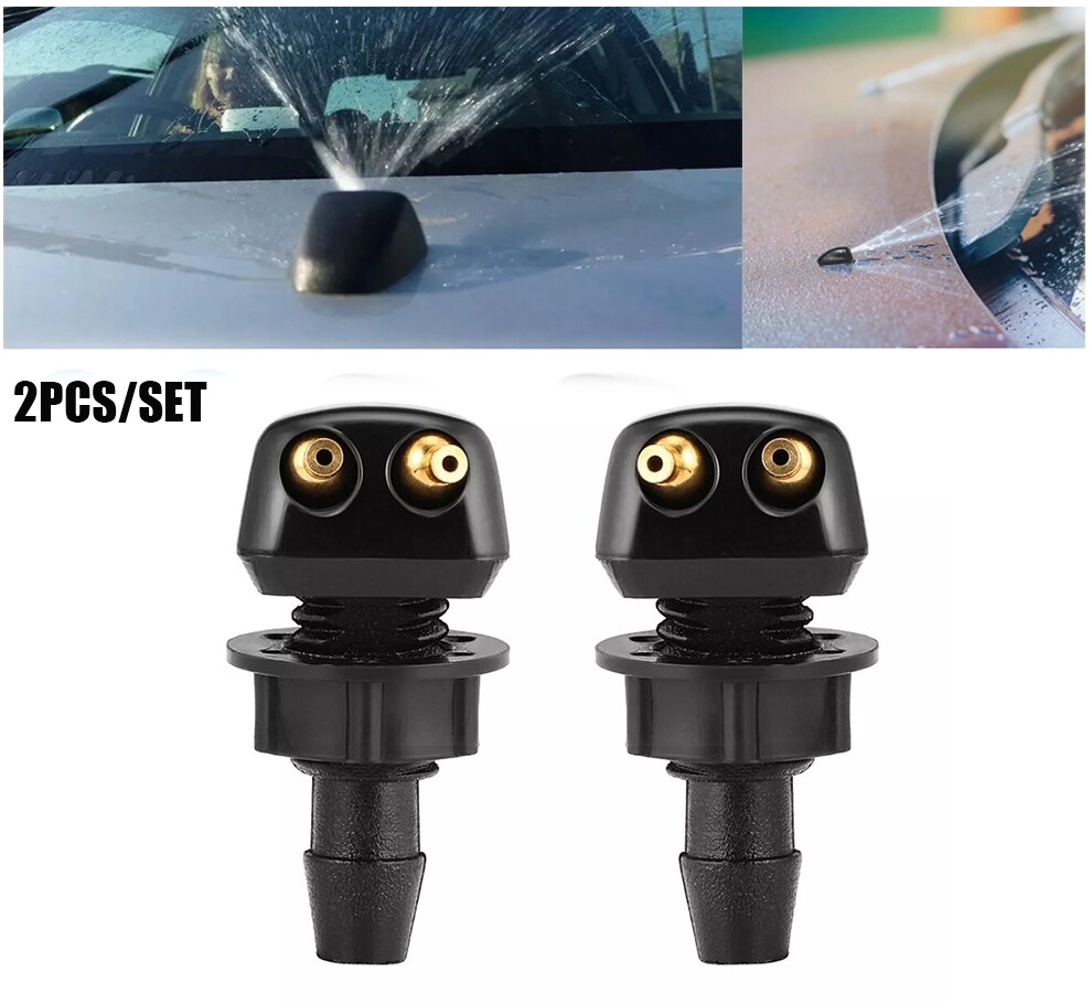 2Pcs Universal Double Hole Car Windshield Wiper Washer Spray Nozzles