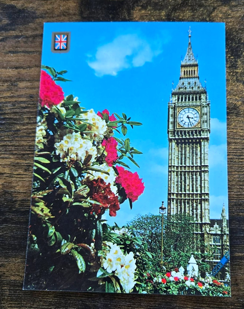 Vintage Postcard London Big Ben England Floral View Historic Landmark