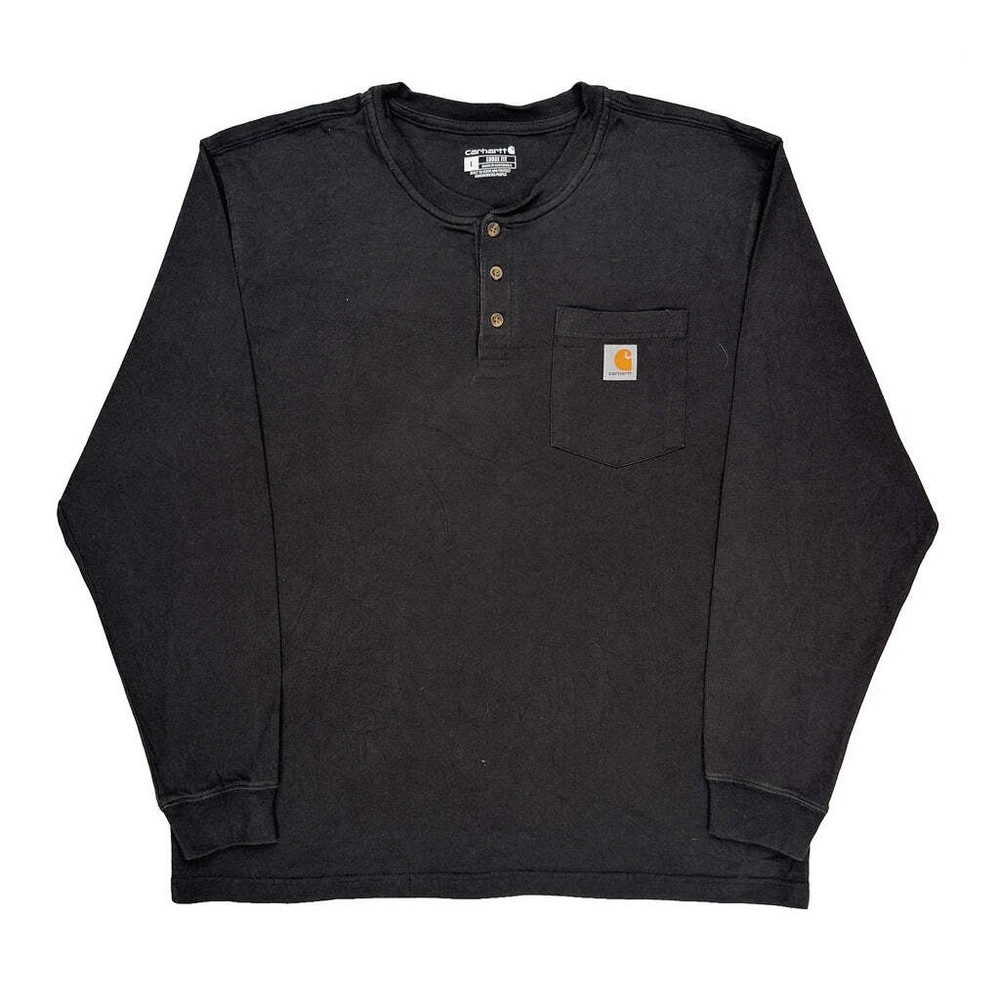 Carhartt Long Sleeve T-Shirt - Large Black Cotton