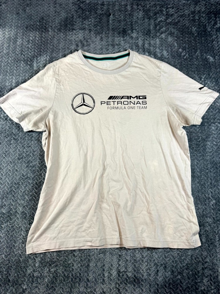 Puma Mercedes AMG Petronas Formula One Team T-Shirt Mens XL Beige F1 Racing
