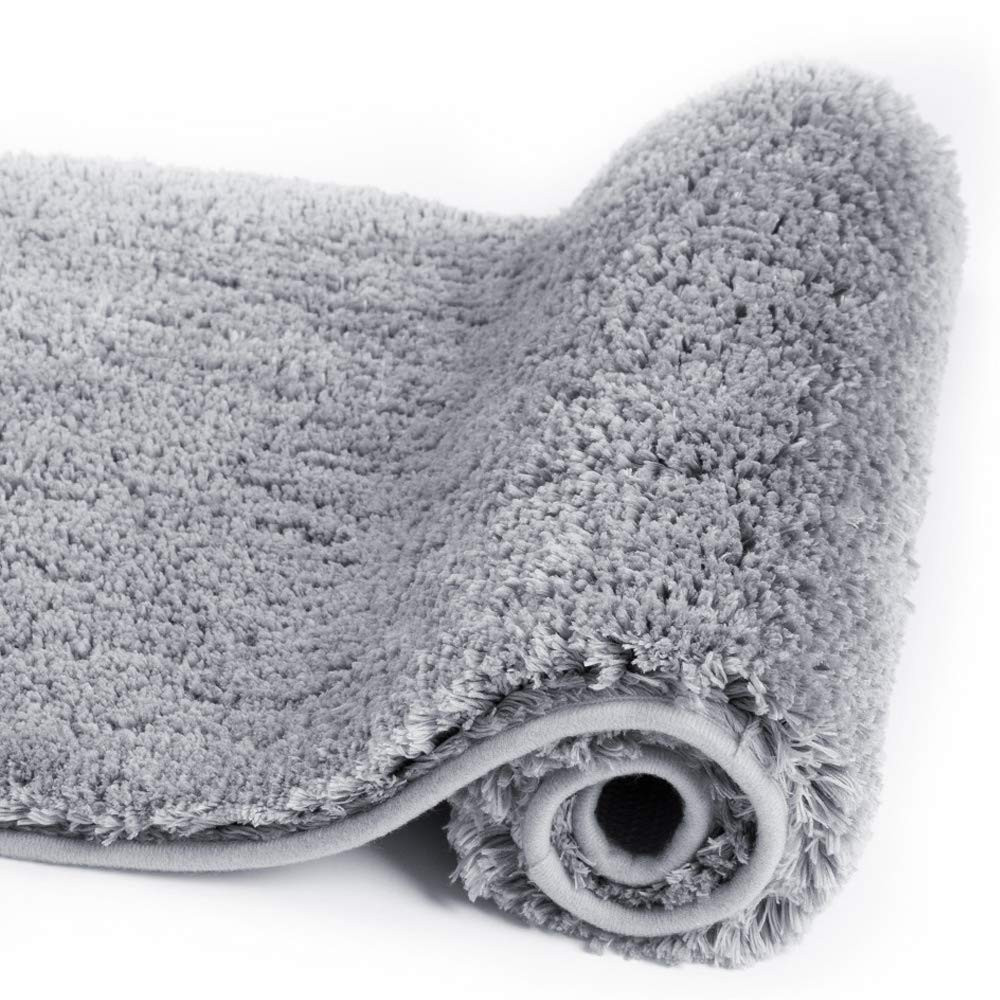 Non-Slip Grey Water Absorbent Bath Rug 20x32 for Bathroom