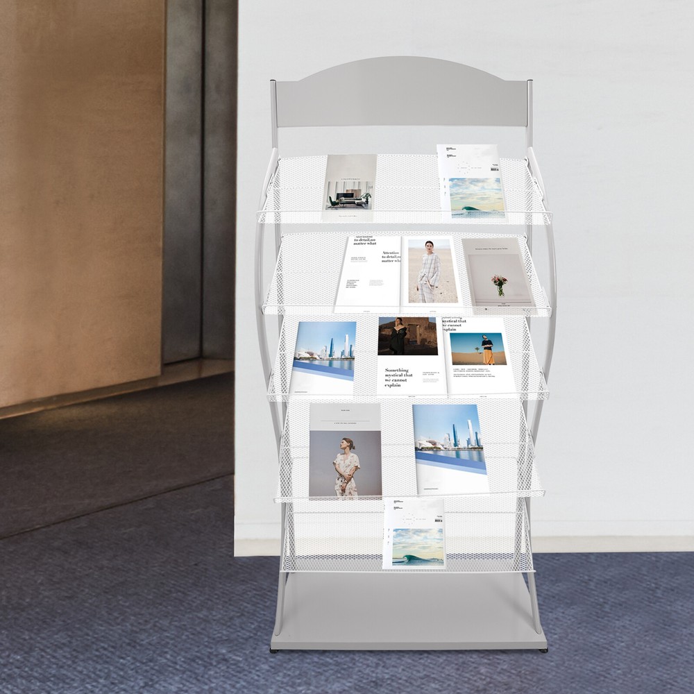 5-Layer Standing Magazine Rack Office Brochure Comic Display Organizer Stand New