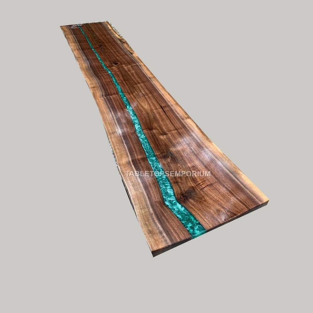 Acacia Wood Epoxy Resin Dining Table Top Kitchen Design Home & Office Furniture-image