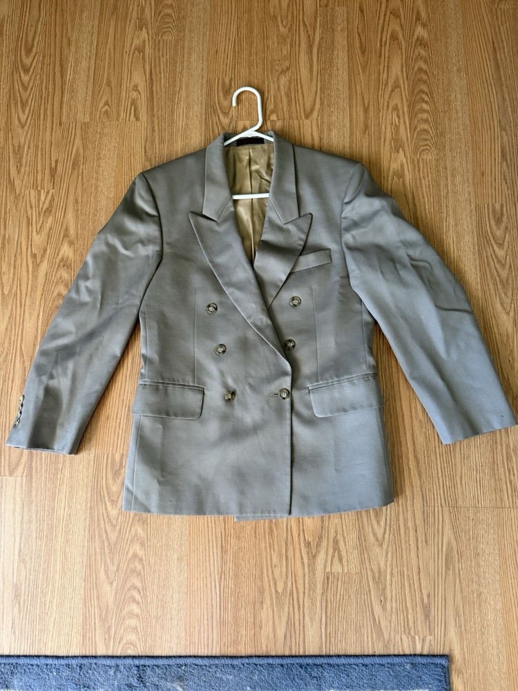Andre Villard 100% Wool Double-Breasted Blazer Or Suit Jacket Taupe Size 40