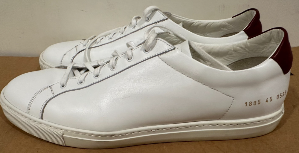 COMMON PROJECTS 1845 ACHILLES RETRO LOW WHITE LEATHER SNEAKER EU 42/US 12 NO RES-image