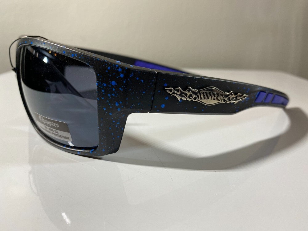 Trendy speckled frame men's riding sunglasses with smoke black lenses