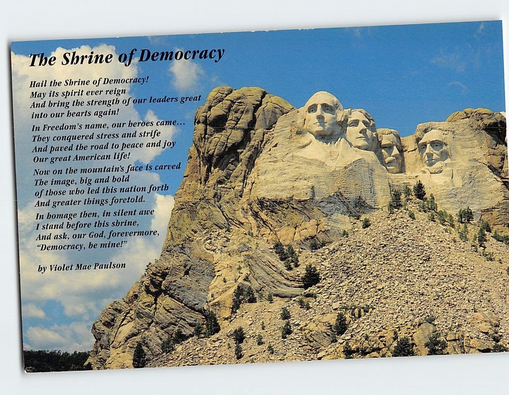 Postcard Shrine Of Democracy  Mount Rushmore National Memorial South Dakota