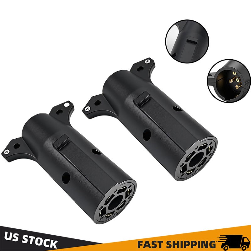 7 way Trailer End Round RV Style Light Plug Blade Pin Tow Accessories Connector