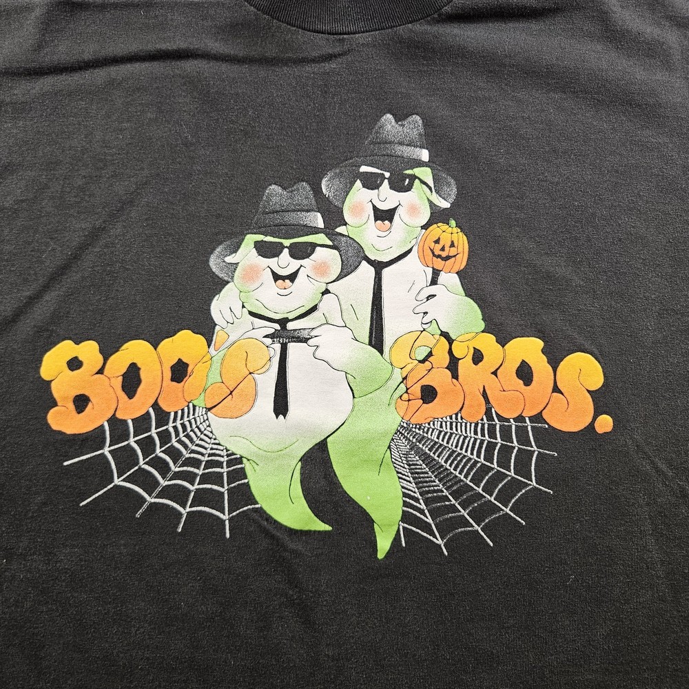 Vintage Boo Bros Shirt Mens 2XL Black Halloween Ghosts Graphic Funny 90s Tee