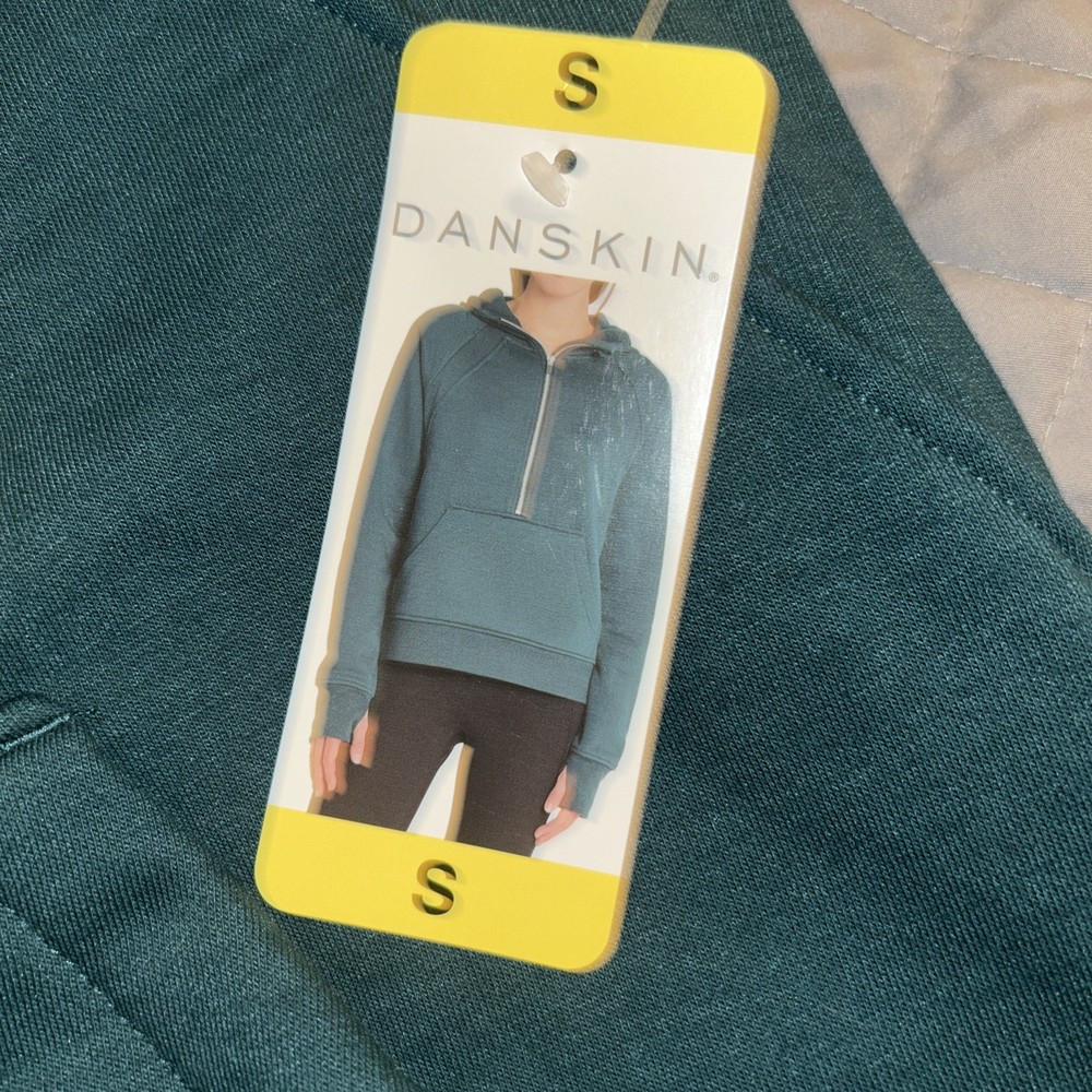 Danskin Ladies' Half Zip Hoodie, Dark Sea, S Siyah