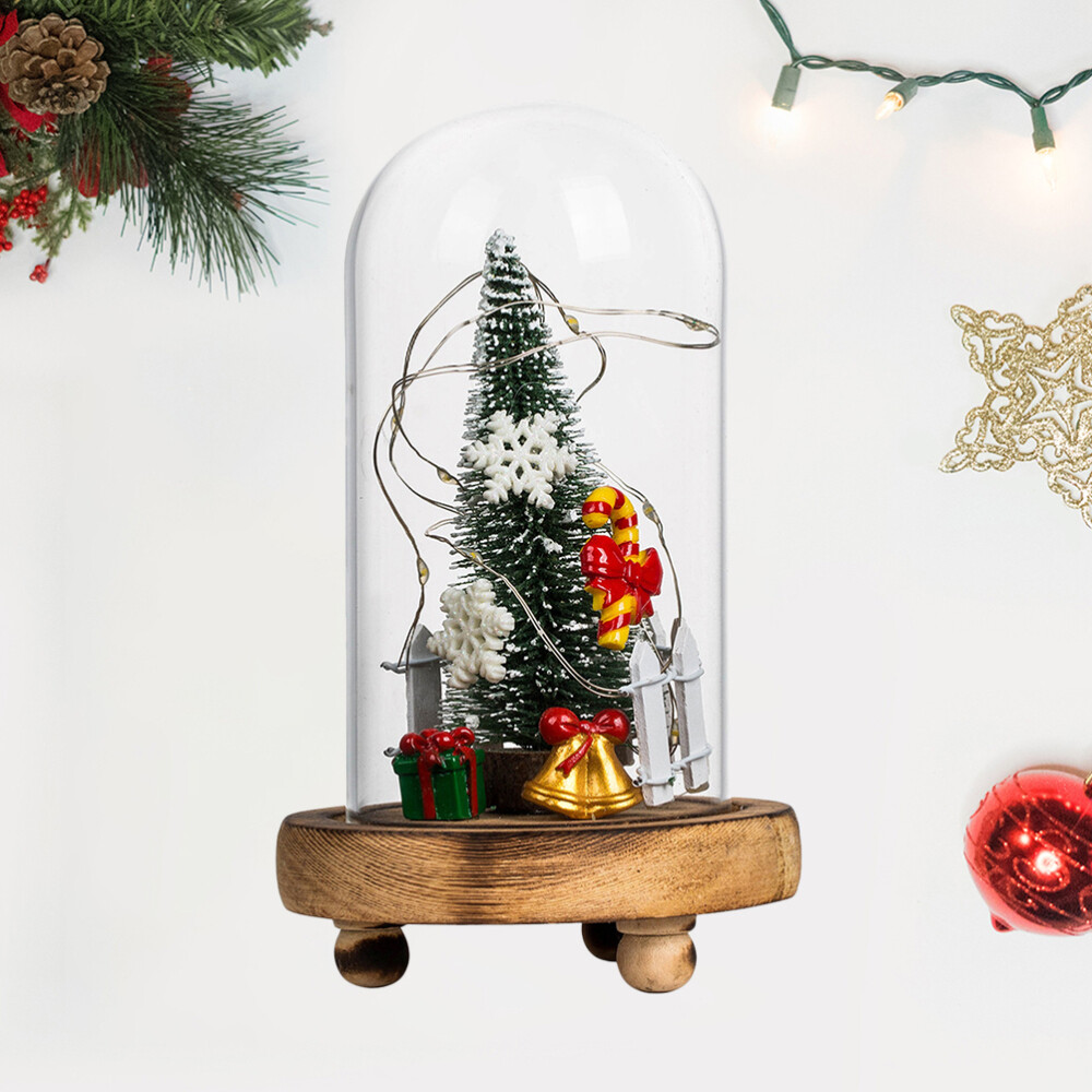 Glitter Lantern Tree Globe Glass Dome Christmas Tree Glass Tree Ornaments