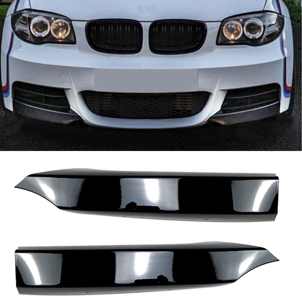 Front Bumper Side Splitter Cover For 2008-2013 BMW M-Tech E82 E88 Gloss Black