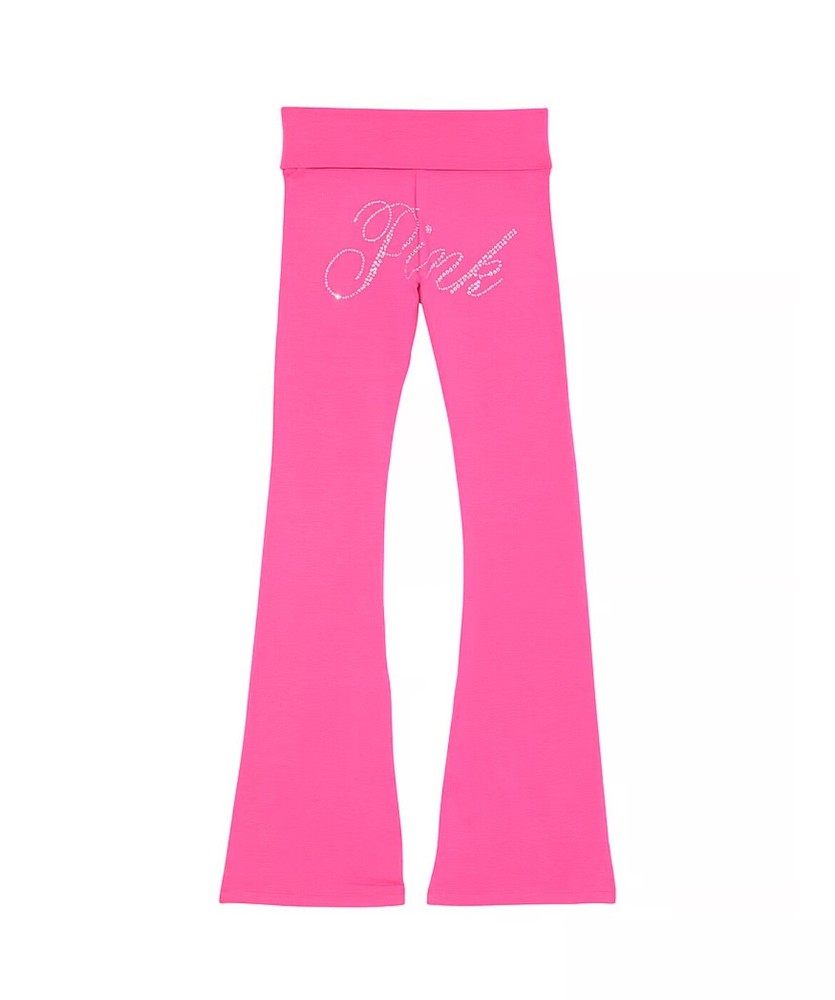 Victoria’s Secret, PINK, M, LE, ALL DAY COTTON BLING FOLDOVER FLARE LEGGINGS