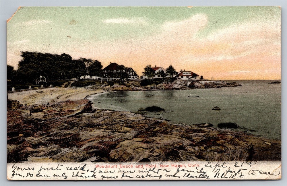 Woodmont Beach & Point Houses Ocean Views New Haven CT C1906 UDB Postcard AB4