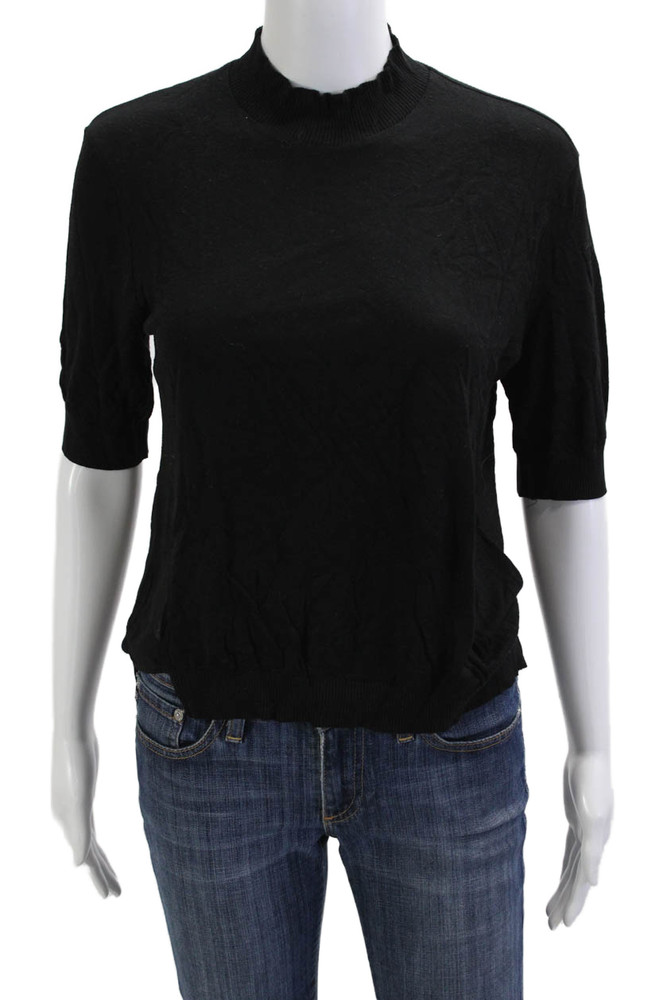 Zara Woman Women Black Mock Neck Short Sleeve Basic Polyester Top Size MFree Shipping in US $100+ Orders | $6.95 Orders Below
