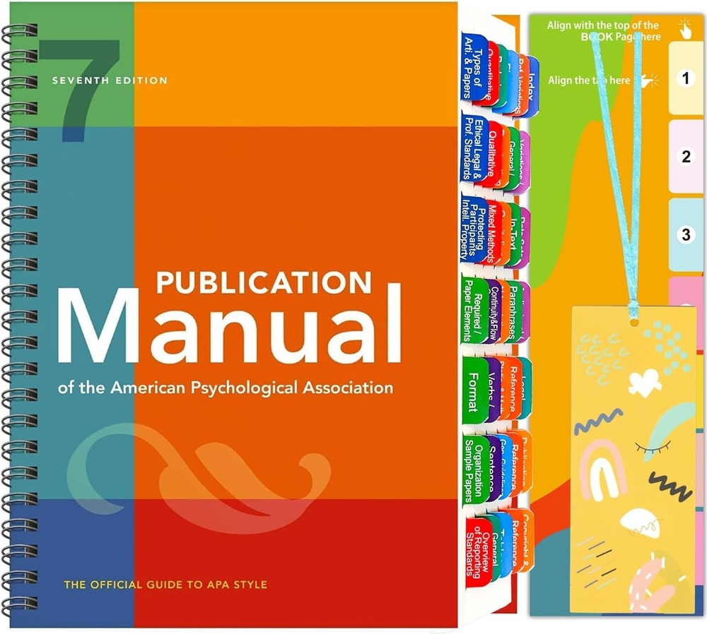 Durable Waterproof APA Manual 7th Edition Tabs with Easy Install Bookmark Guide