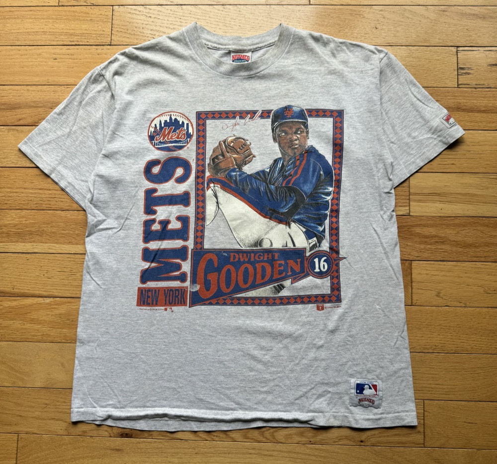 Vintage 1990 New York Mets Dwight Gooden STATISTICS CARD T-Shirt Sz XL