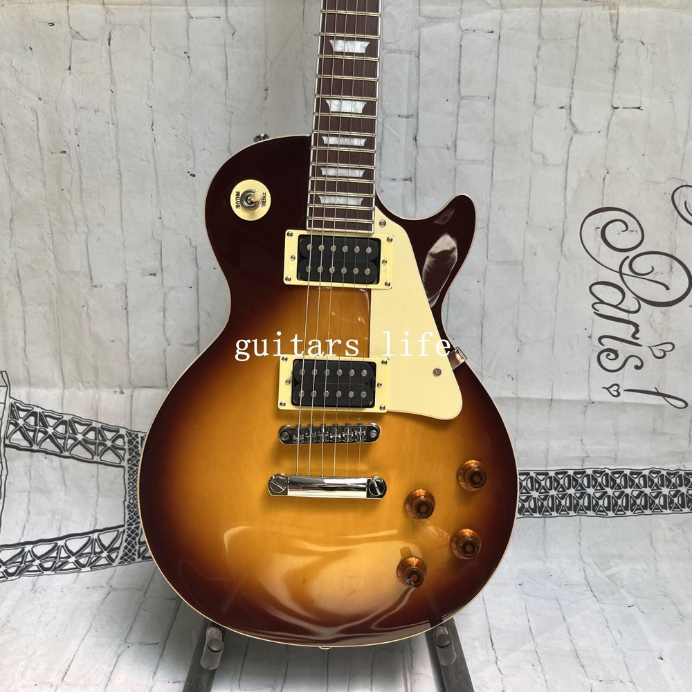 Custom LP sunburst electric guitar chrome plated hardware HH pickup in stock