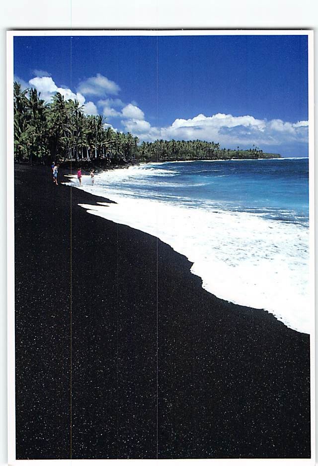Postcard The Black Sands Beach at Kalapana Hawaii USA